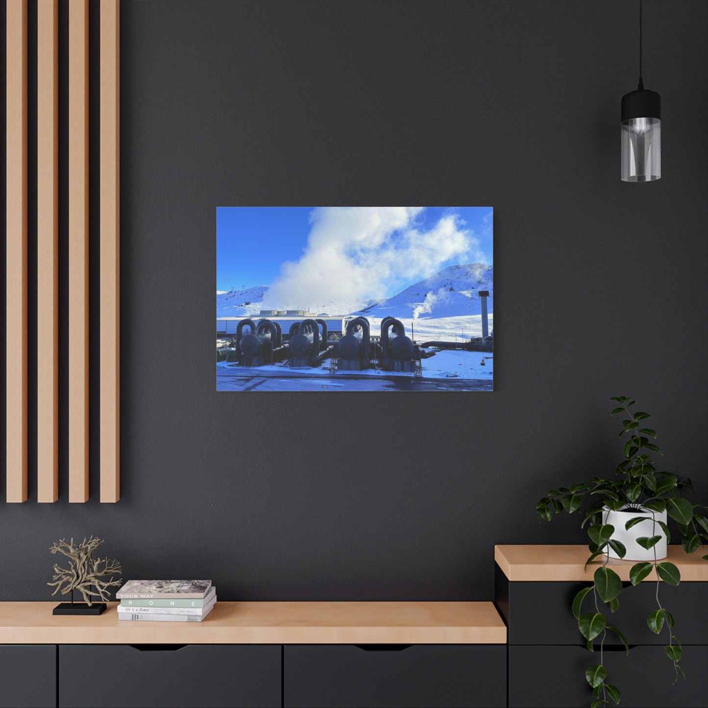 Industrial Landscape Canvas Print - 1.25" Stretched Art Iceland Hydroelectric plant