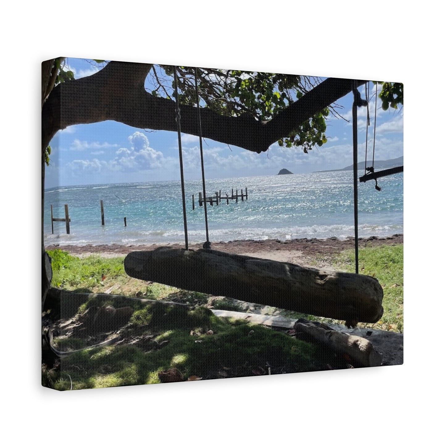 Serene Beach Swing Canvas Art Print
