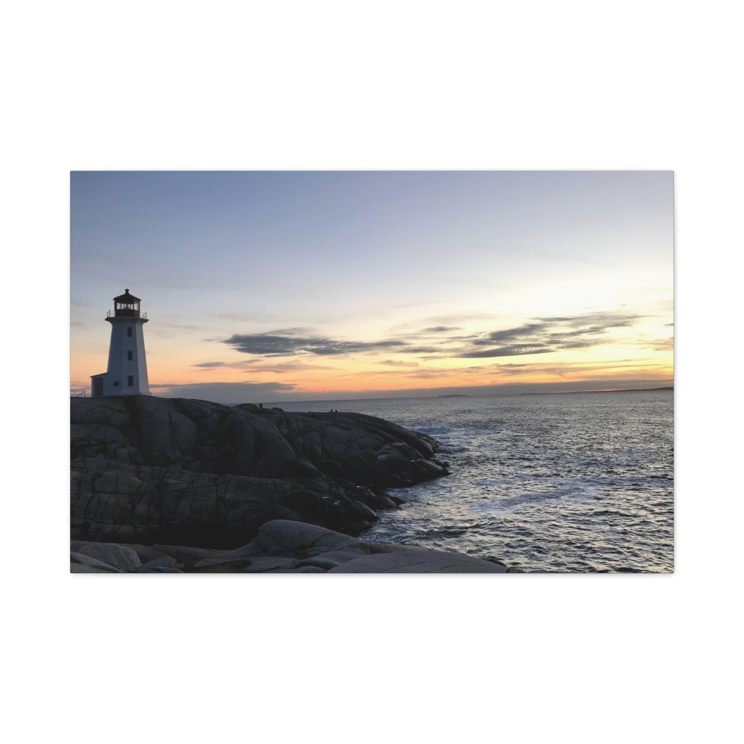 Sunset Lighthouse Canvas Print - Coastal Decor for Beach Lovers Peggys Cove