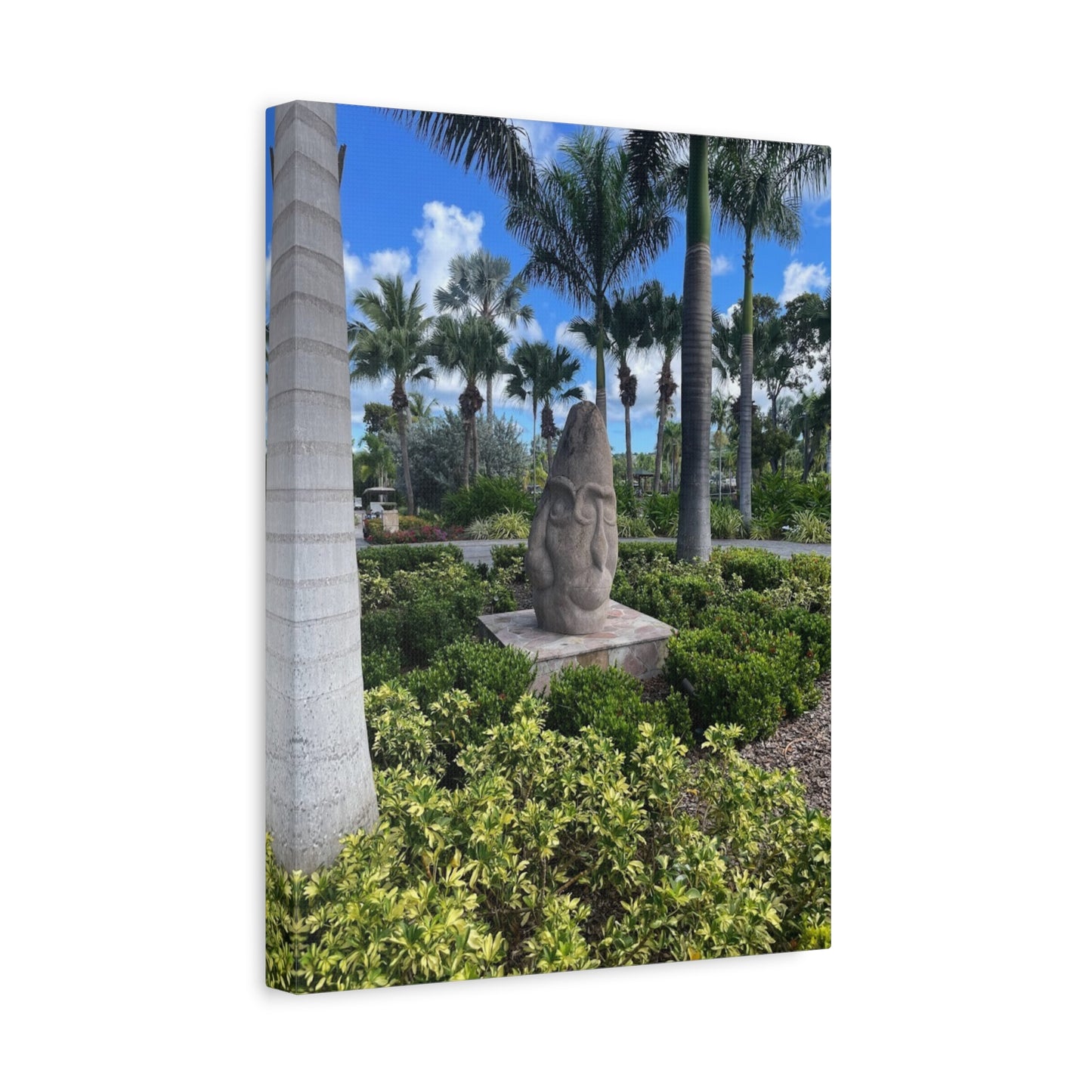 Nature-Inspired Stretched Canvas Art - Tranquil Garden Sculpture