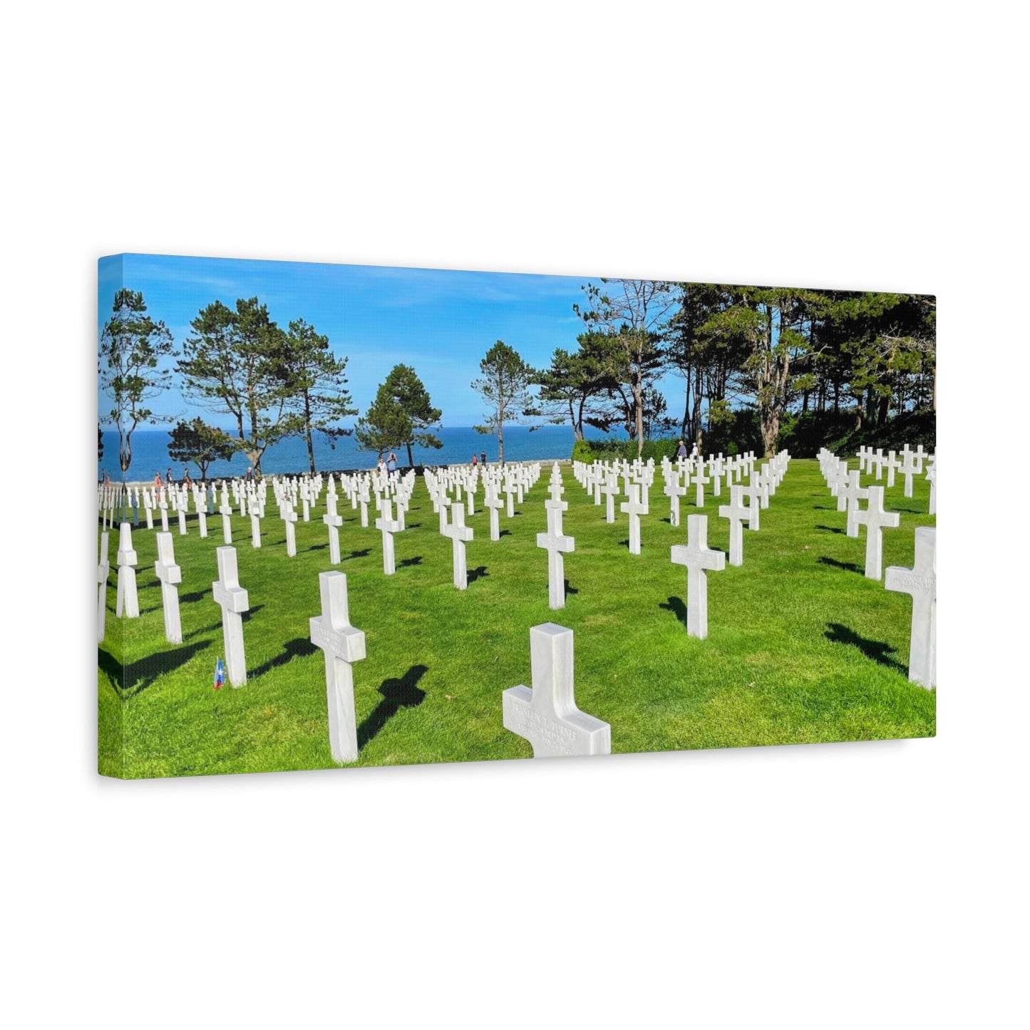 Memorial Canvas Print - Serene Cemetery Scene for Remembrance Normandy American Cemetery