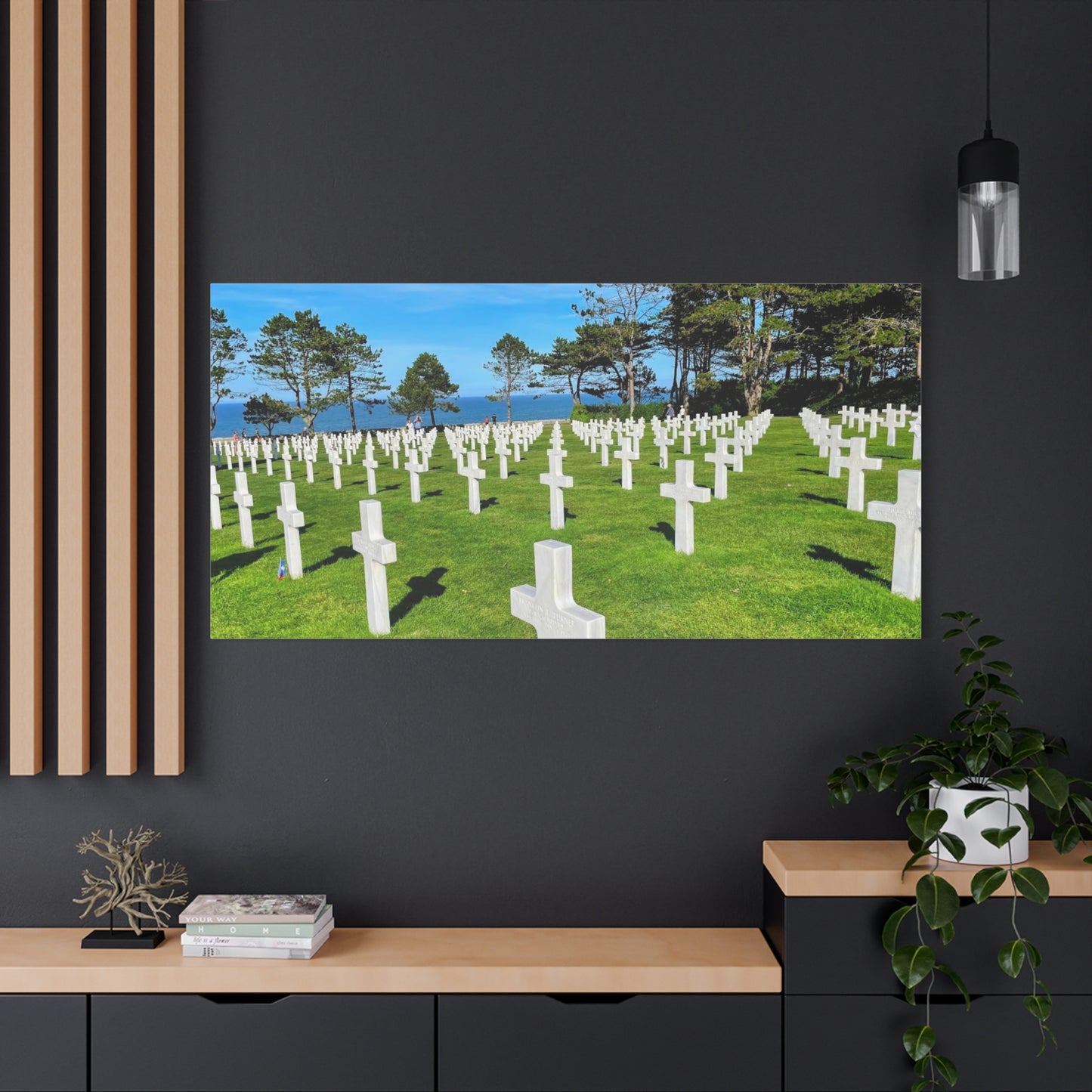 Memorial Canvas Print - Serene Cemetery Scene for Remembrance Normandy American Cemetery