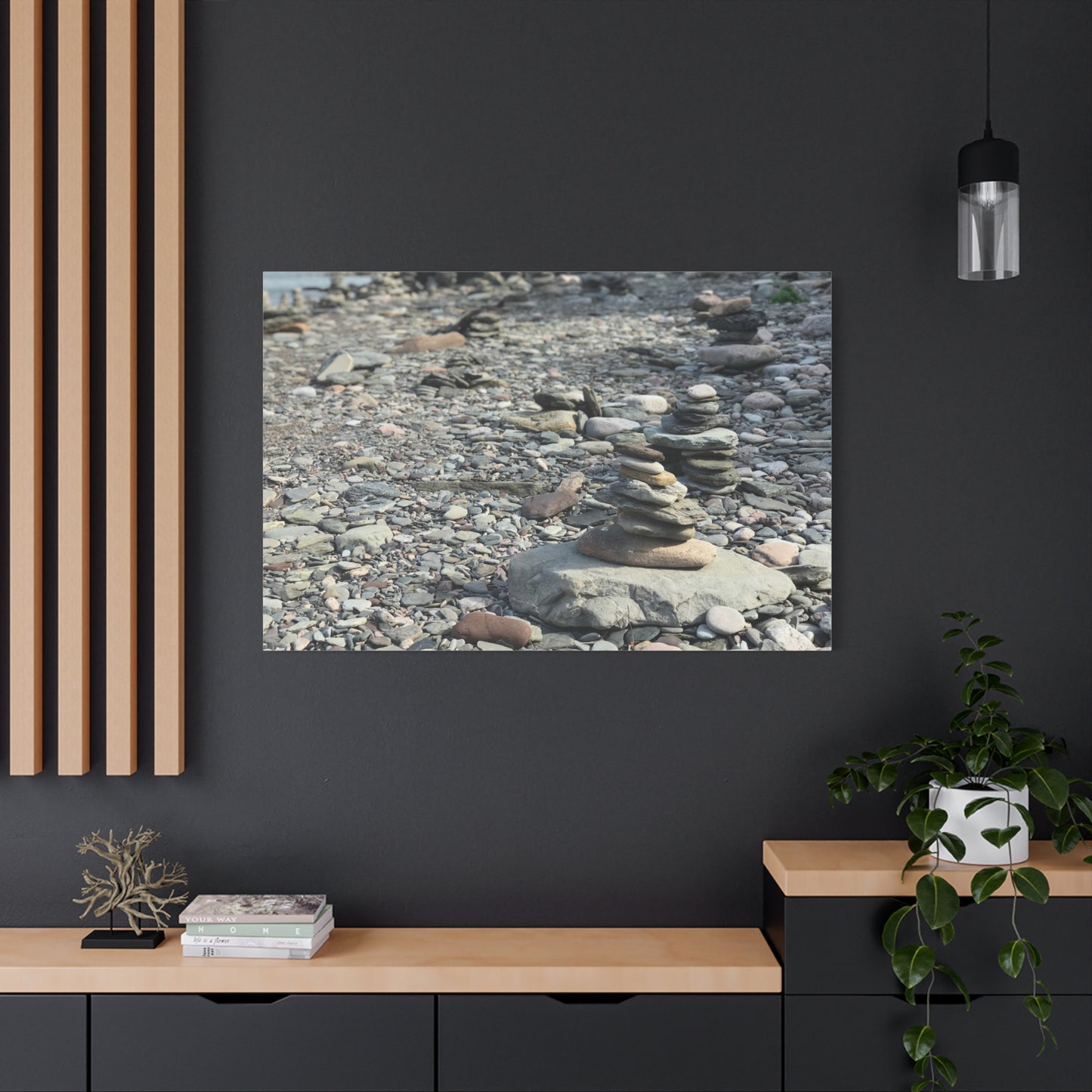 Serene Rock Balancing Canvas Art - 1.25" Matte Stretched Wall Décor