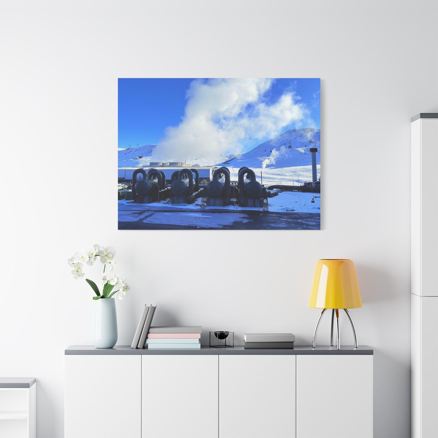 Industrial Landscape Canvas Print - 1.25" Stretched Art Iceland Hydroelectric plant