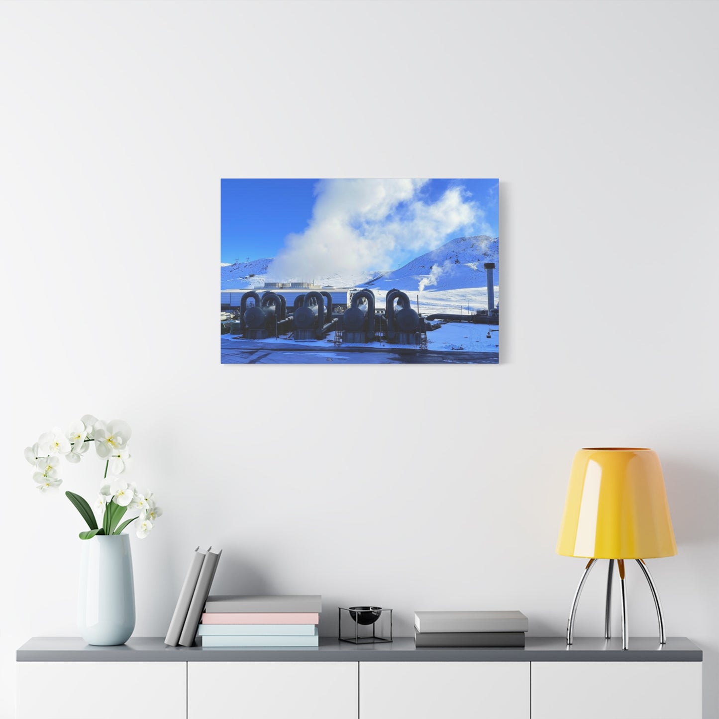 Industrial Landscape Canvas Print - 1.25" Stretched Art Iceland Hydroelectric plant