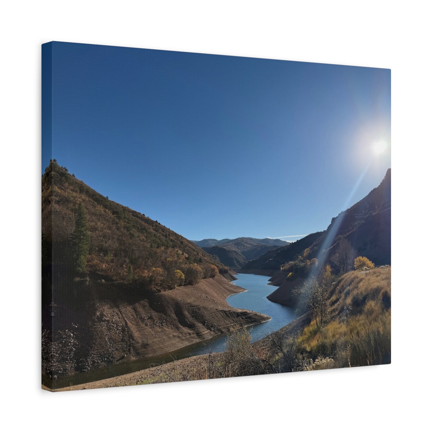Scenic Landscape Canvas Wall Art – Tranquil Mountain River Design