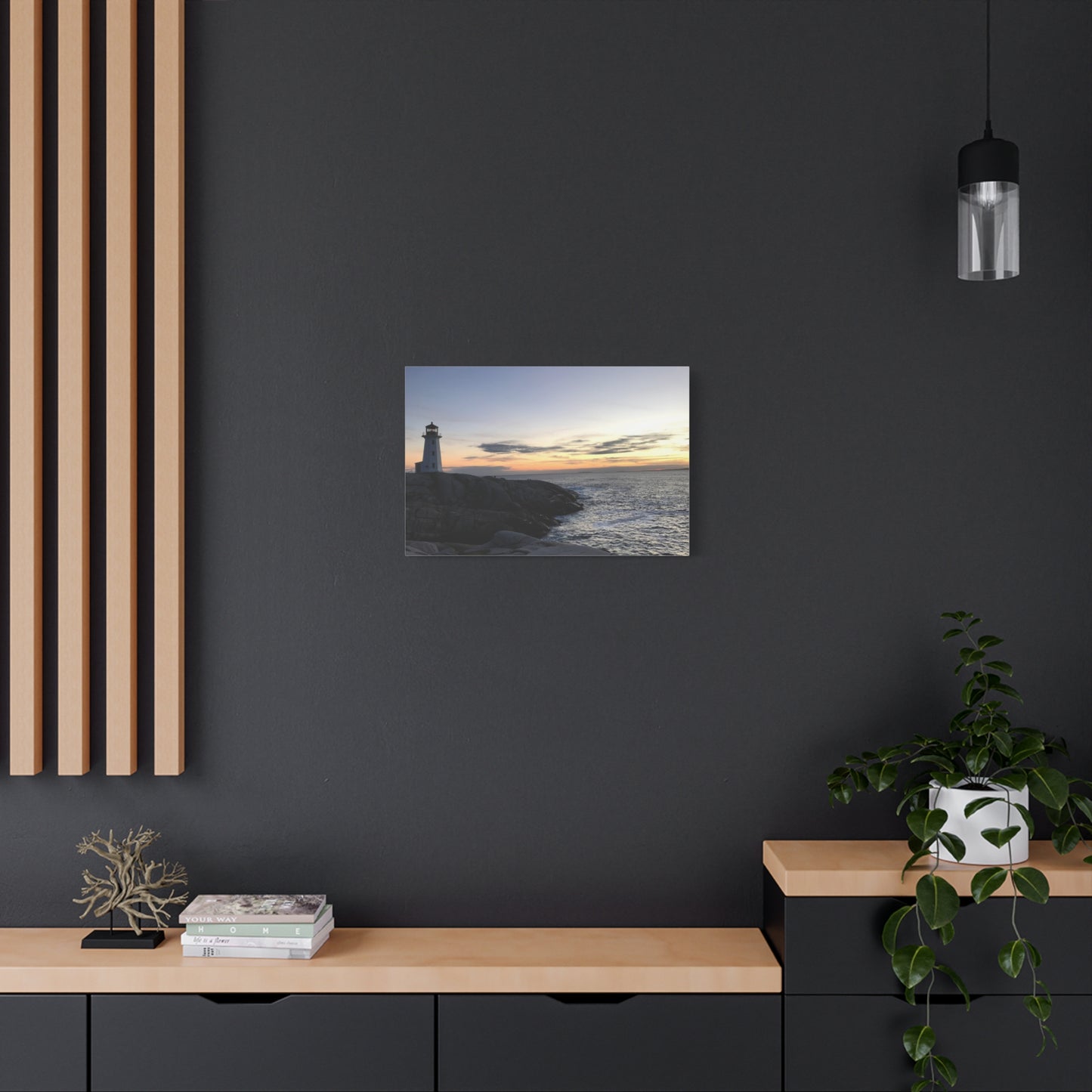 Sunset Lighthouse Canvas Print - Coastal Decor for Beach Lovers Peggys Cove
