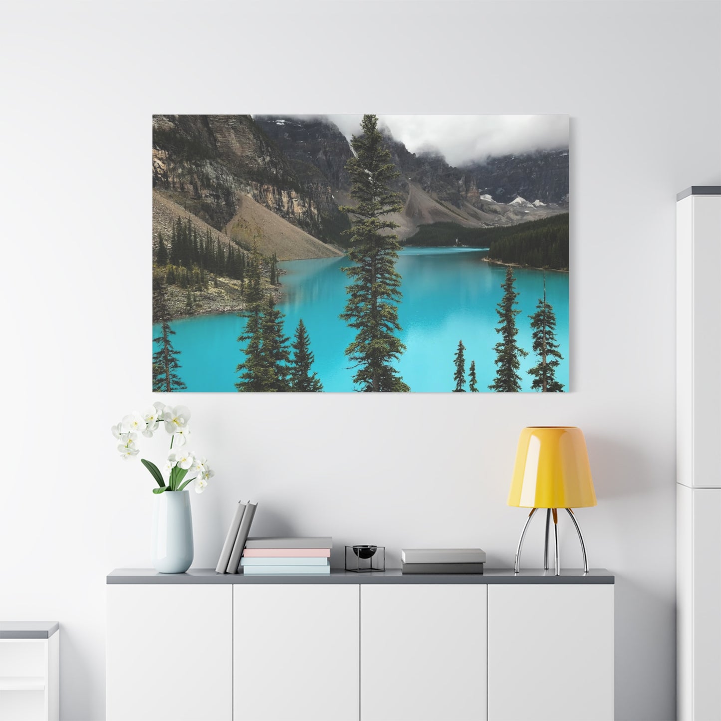 Scenic Landscape Canvas Wall Art - Tranquil Mountain Lake Decor