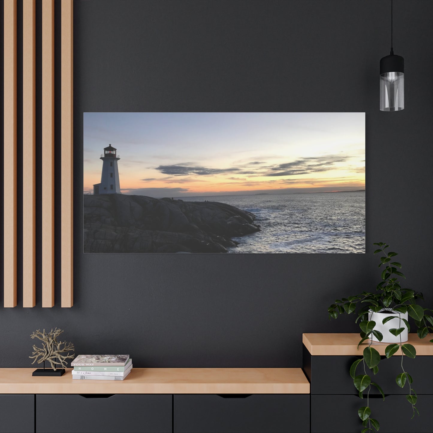 Sunset Lighthouse Canvas Print - Coastal Decor for Beach Lovers Peggys Cove