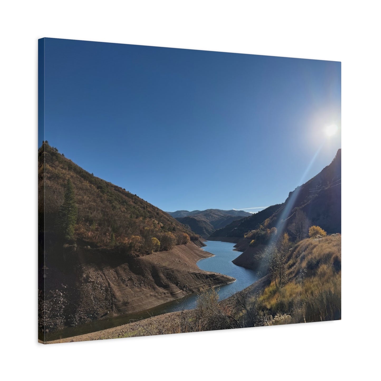 Scenic Landscape Canvas Wall Art – Tranquil Mountain River Design