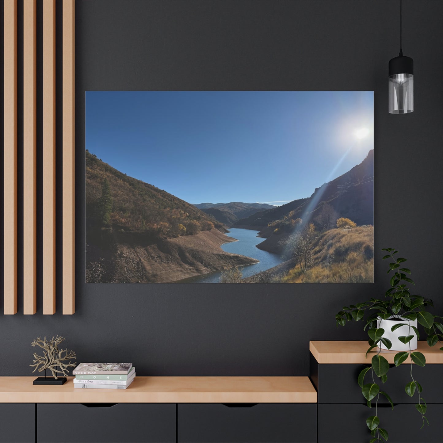 Scenic Landscape Canvas Wall Art – Tranquil Mountain River Design
