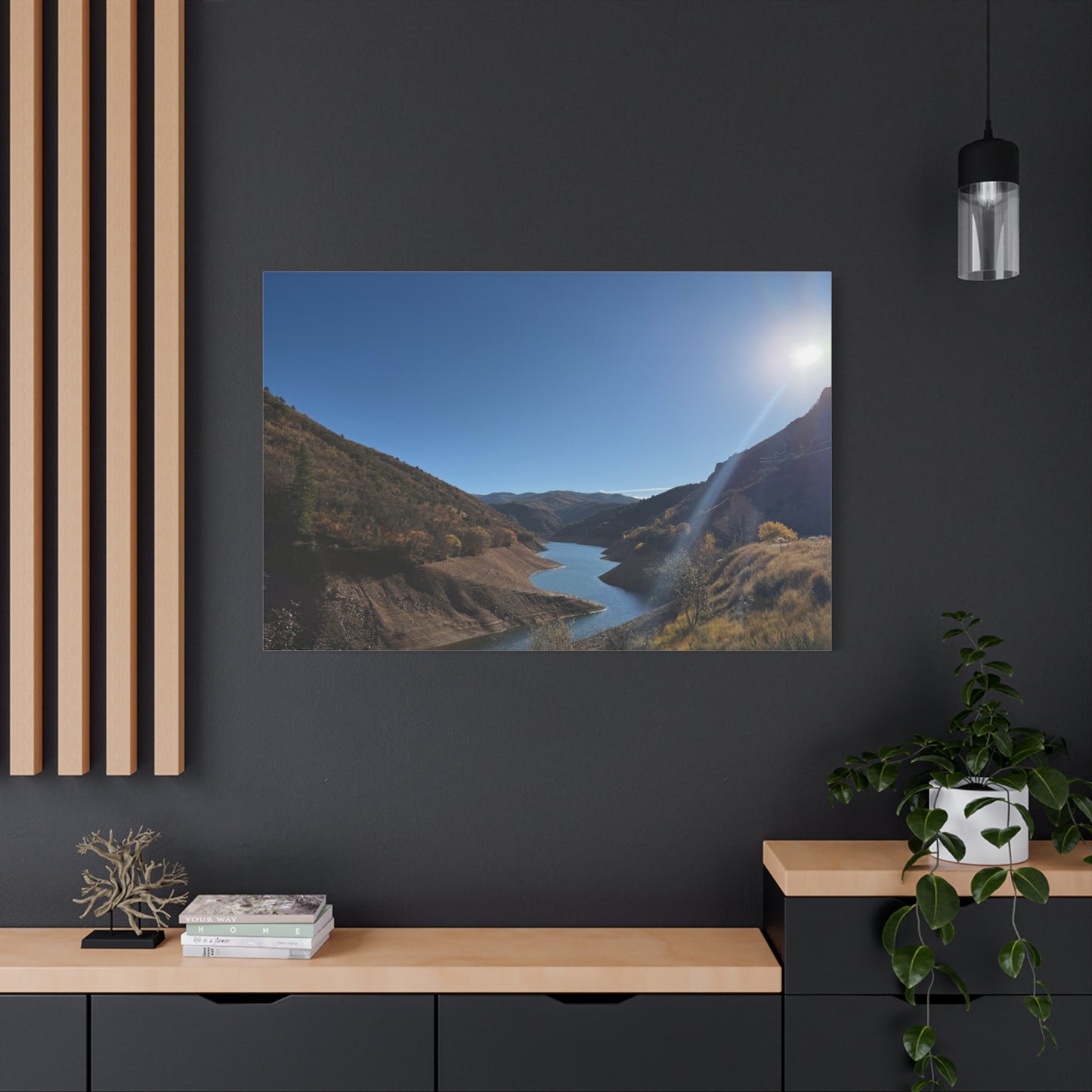 Scenic Landscape Canvas Wall Art – Tranquil Mountain River Design
