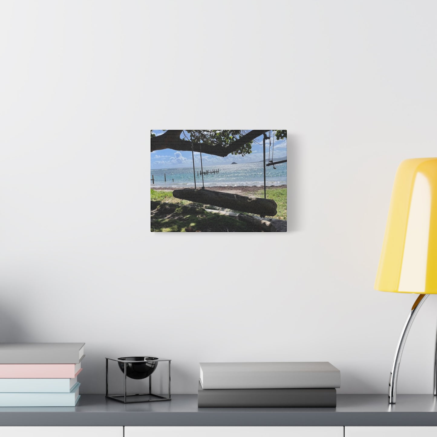 Serene Beach Swing Canvas Art Print