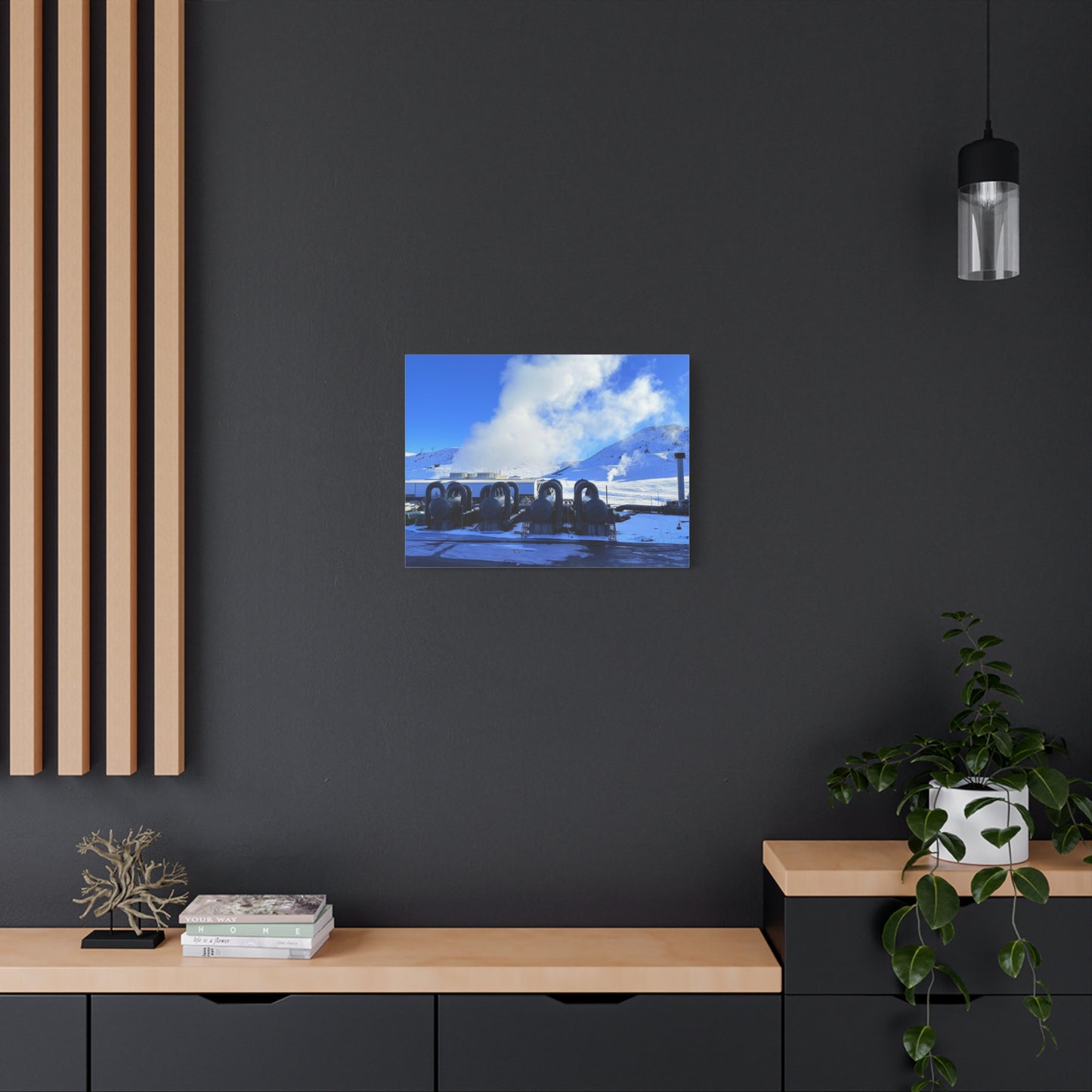Industrial Landscape Canvas Print - 1.25" Stretched Art Iceland Hydroelectric plant
