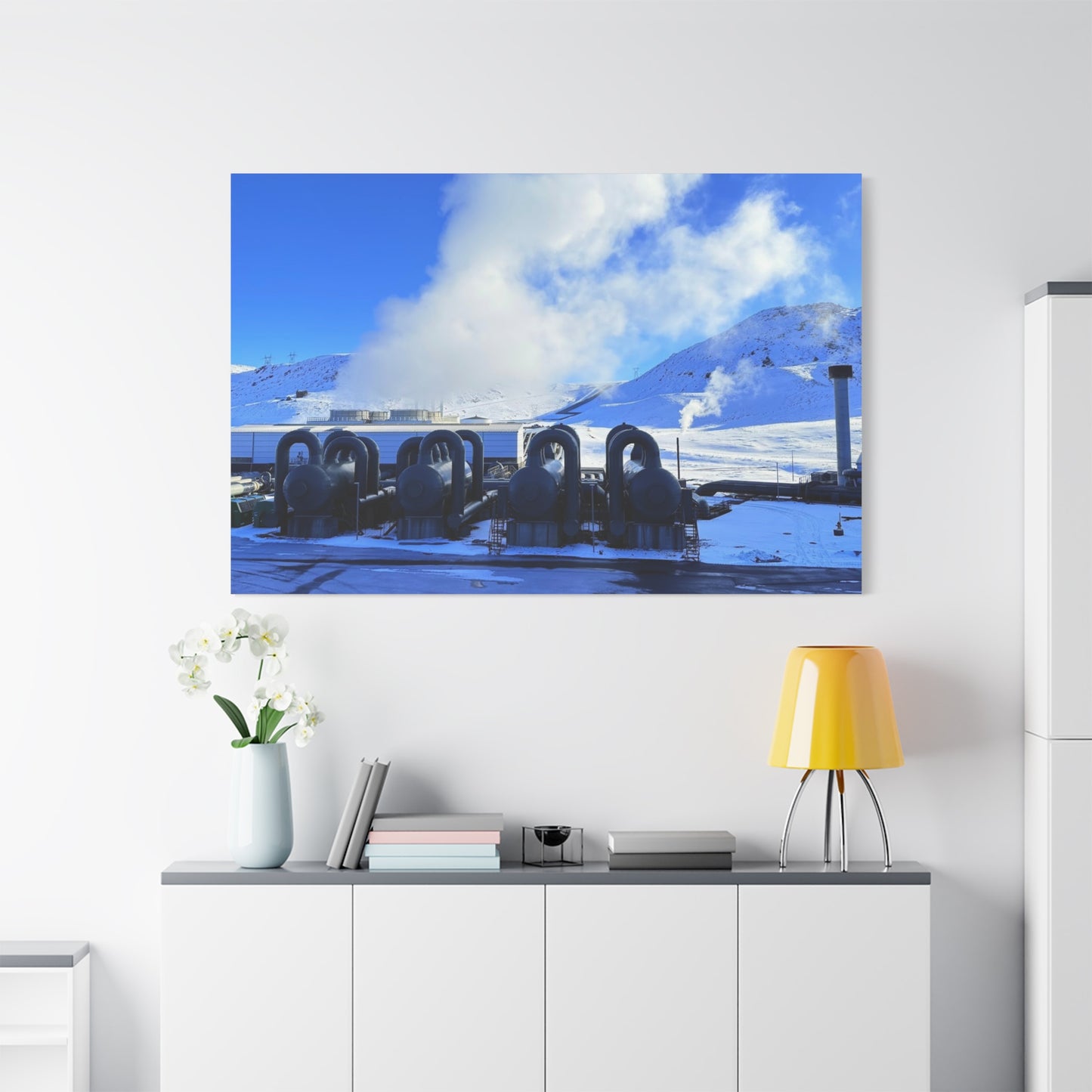 Industrial Landscape Canvas Print - 1.25" Stretched Art Iceland Hydroelectric plant