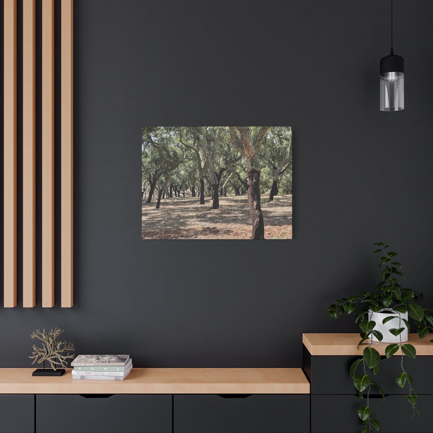 Nature-Inspired Matte Canvas Art | Forest Wall Decor Cork Trees