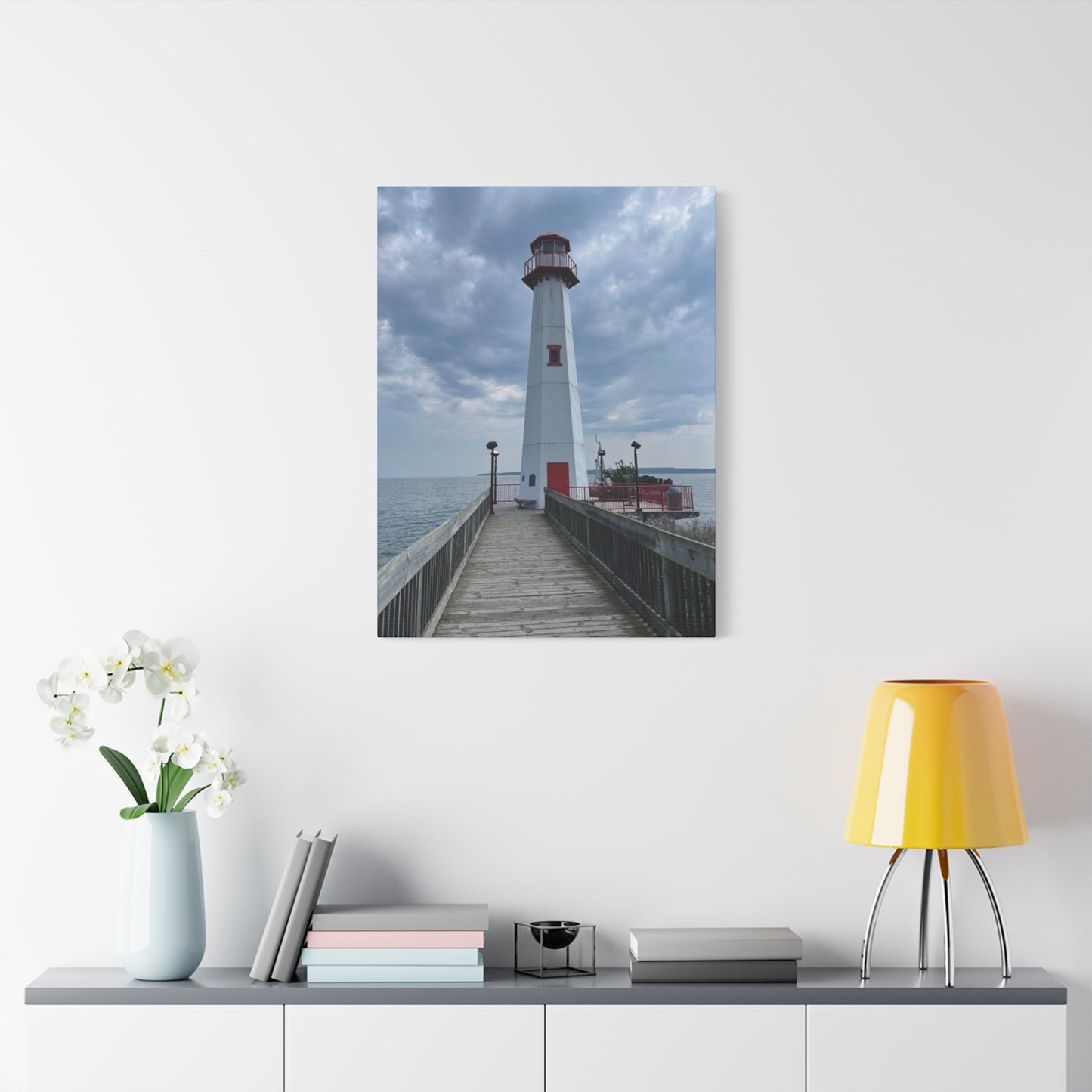 Coastal Lighthouse Canvas Art Print - 12x16 Stretched Wall Decor