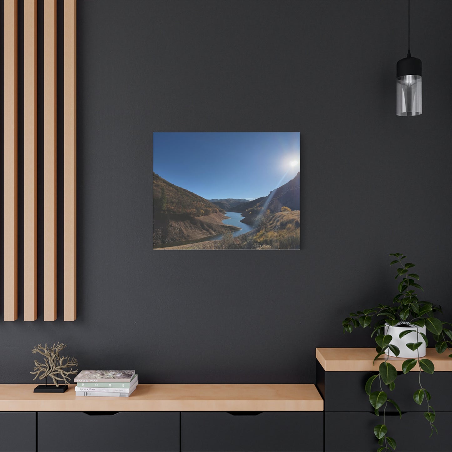 Scenic Landscape Canvas Wall Art – Tranquil Mountain River Design