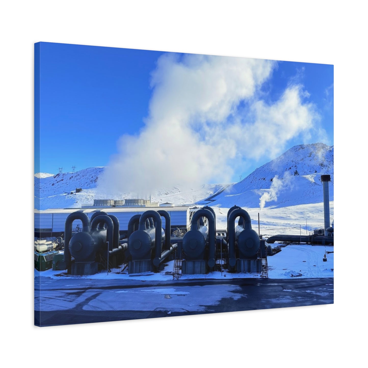 Industrial Landscape Canvas Print - 1.25" Stretched Art Iceland Hydroelectric plant
