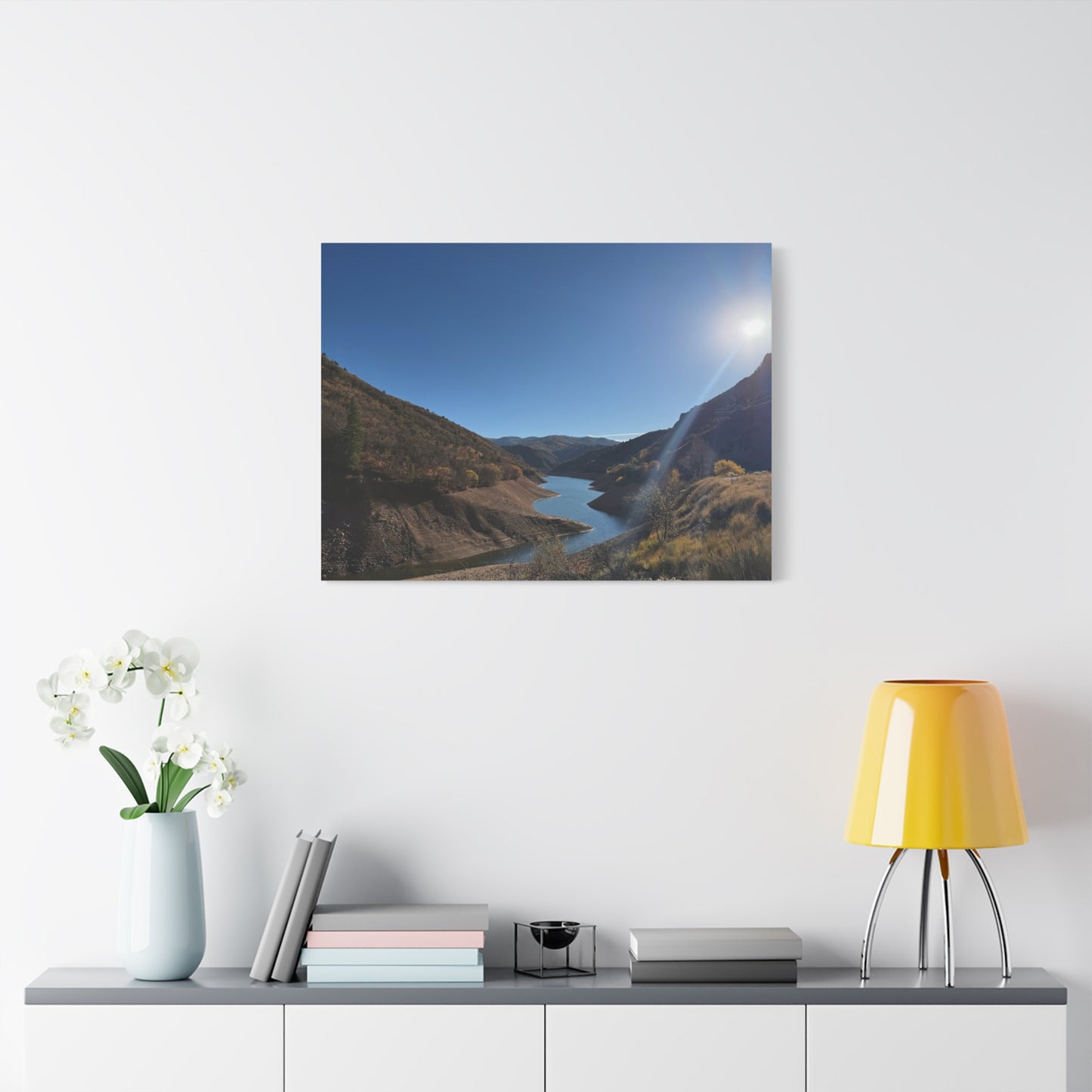 Scenic Landscape Canvas Wall Art – Tranquil Mountain River Design