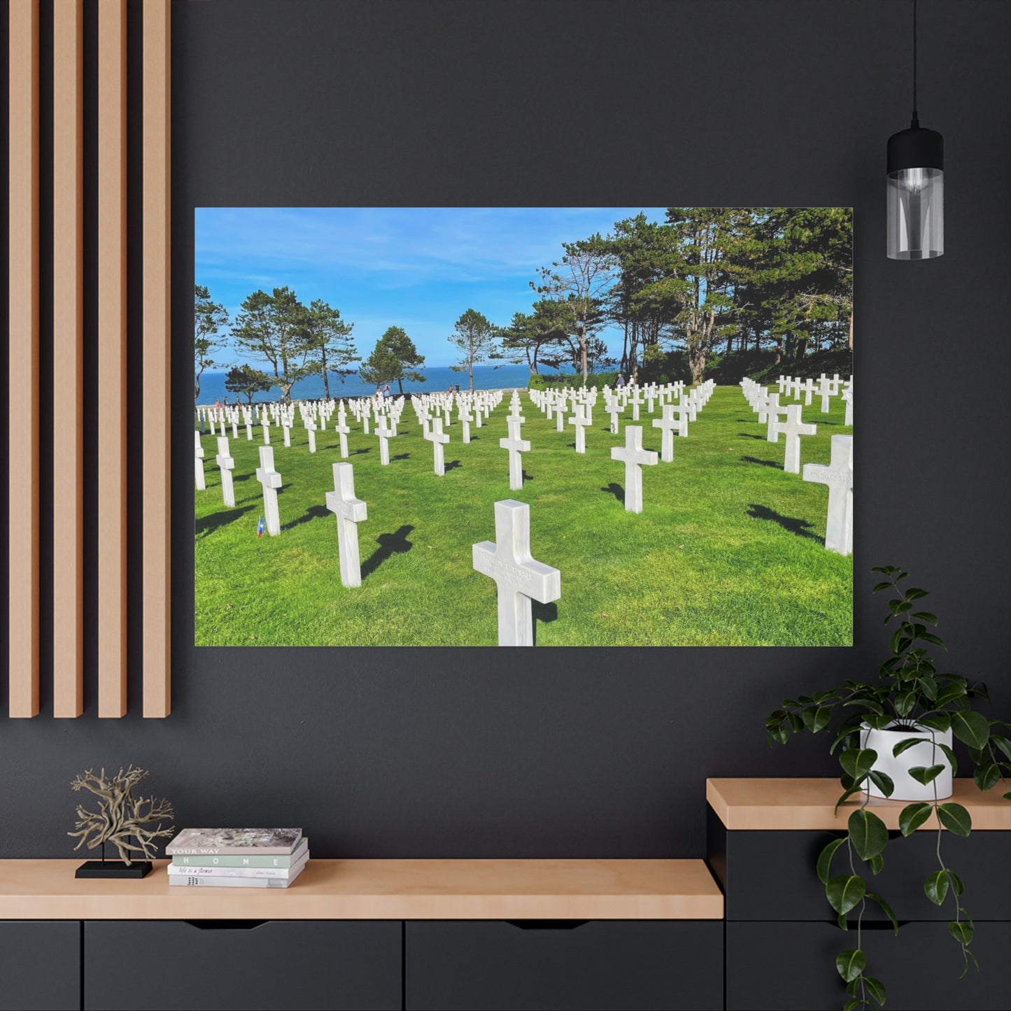 Memorial Canvas Print - Serene Cemetery Scene for Remembrance Normandy American Cemetery
