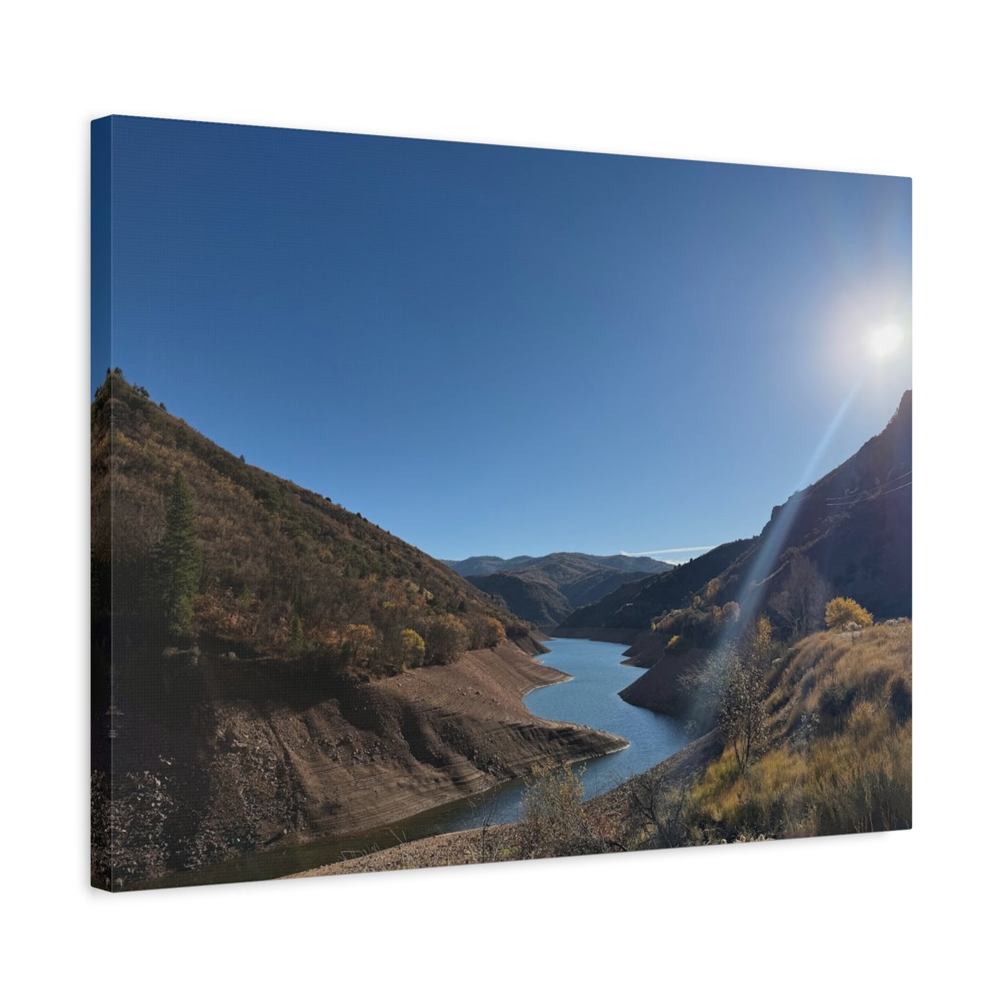 Scenic Landscape Canvas Wall Art – Tranquil Mountain River Design