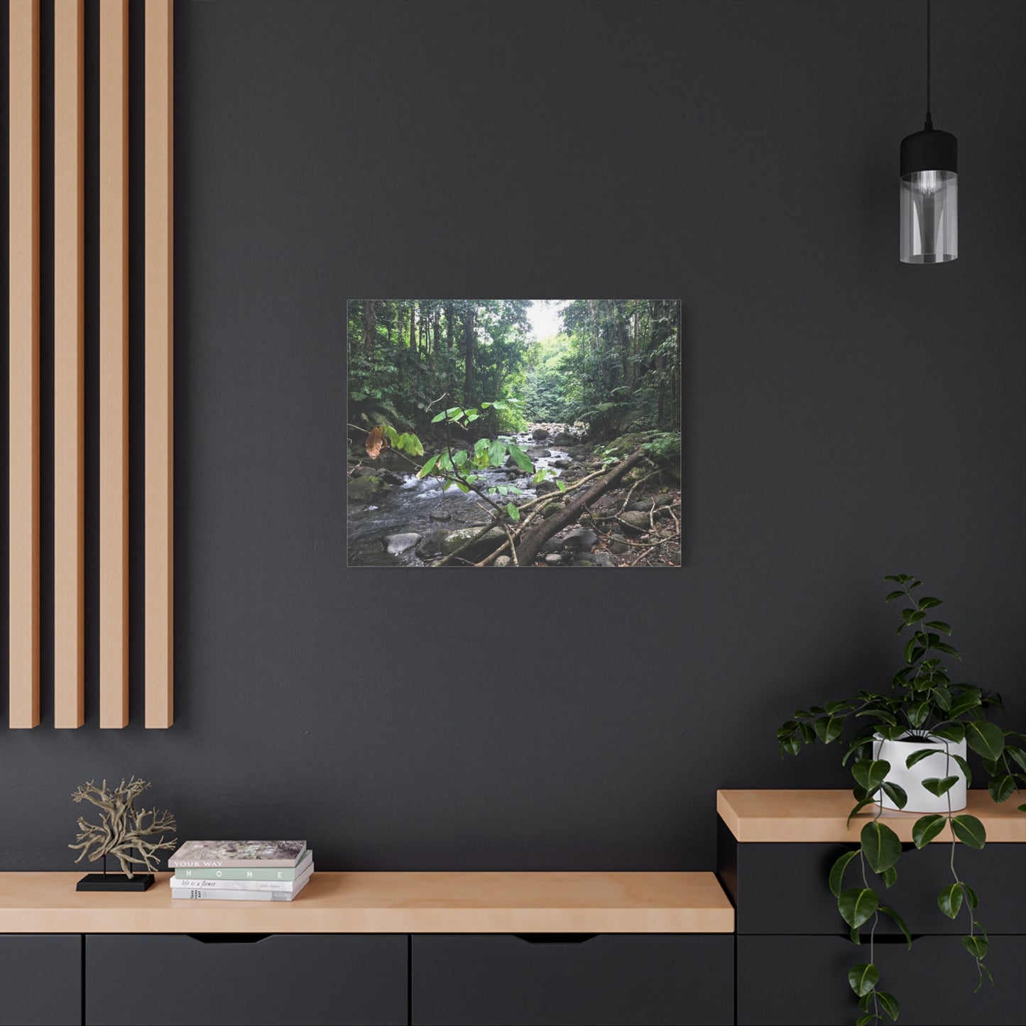 Nature-Inspired Matte Canvas Wall Art - Serene River Scene