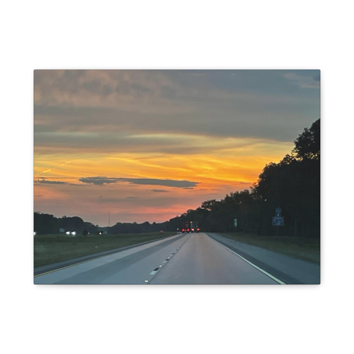 Sunset Roadway Canvas Print - Matte Stretched Artwork