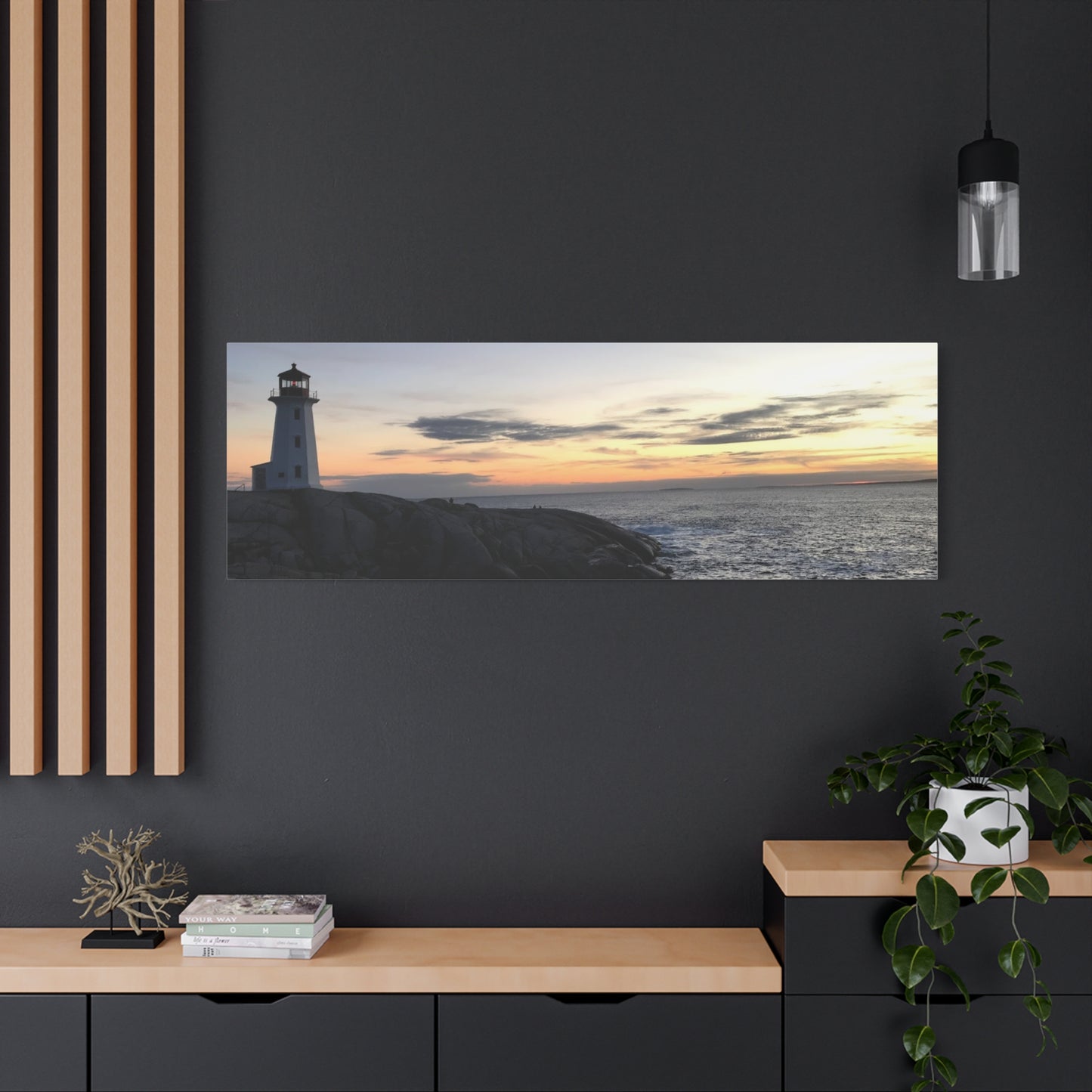 Sunset Lighthouse Canvas Print - Coastal Decor for Beach Lovers Peggys Cove
