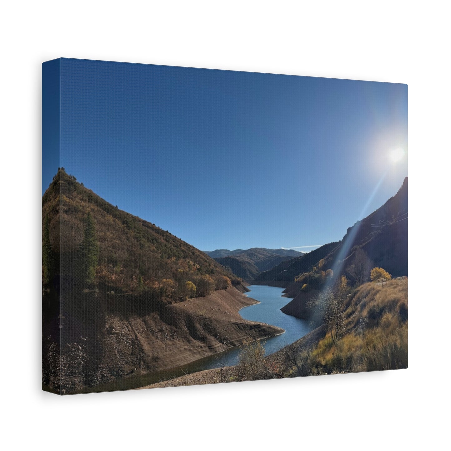 Scenic Landscape Canvas Wall Art – Tranquil Mountain River Design
