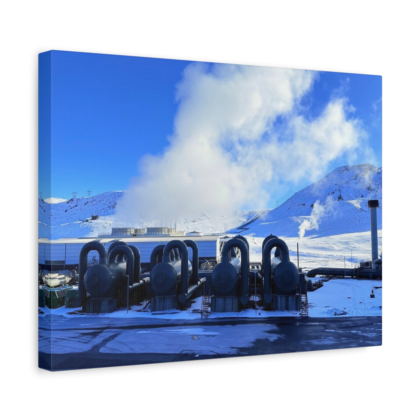 Industrial Landscape Canvas Print - 1.25" Stretched Art Iceland Hydroelectric plant