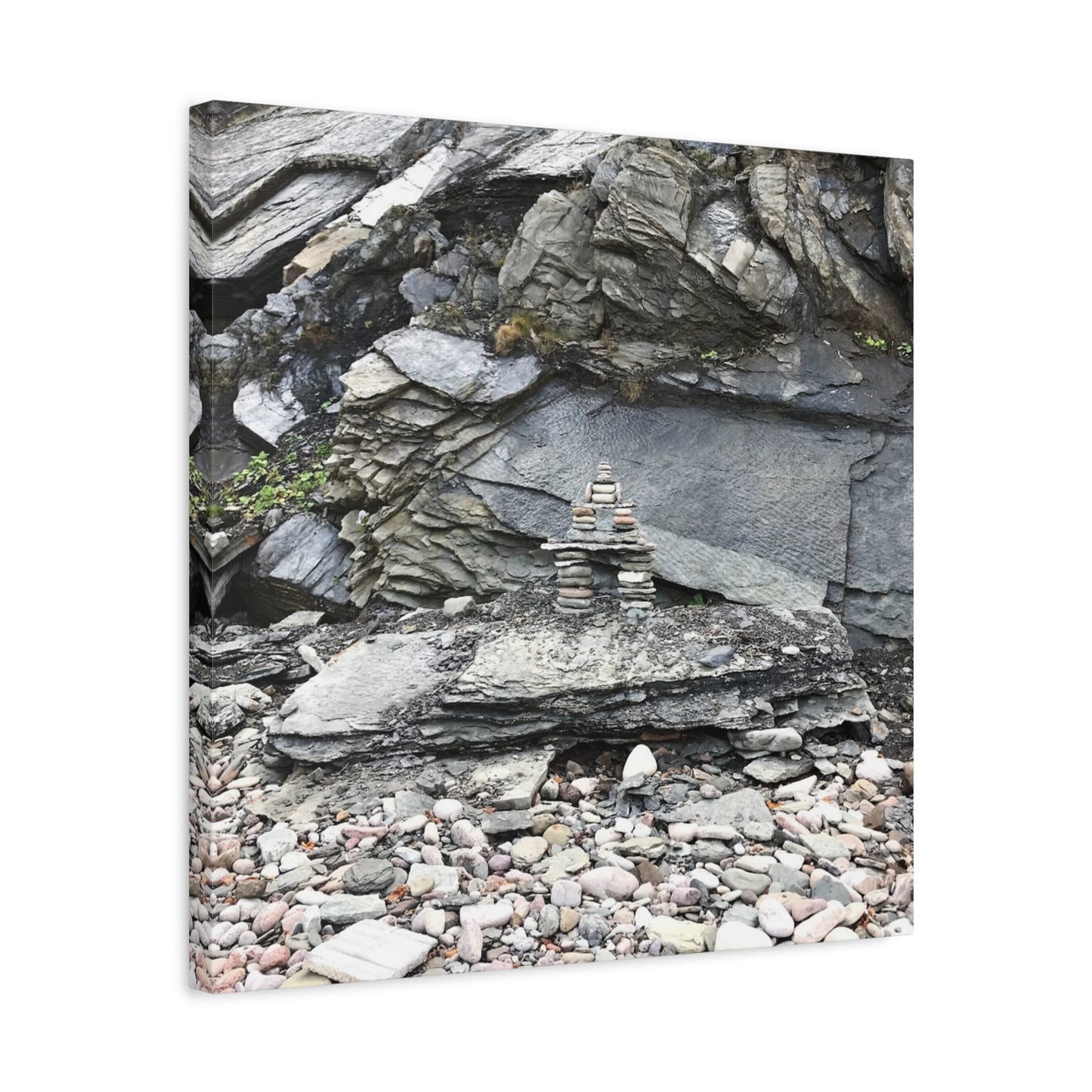 Nature-Inspired Stretched Canvas Art - Tranquil Rock Tower Design