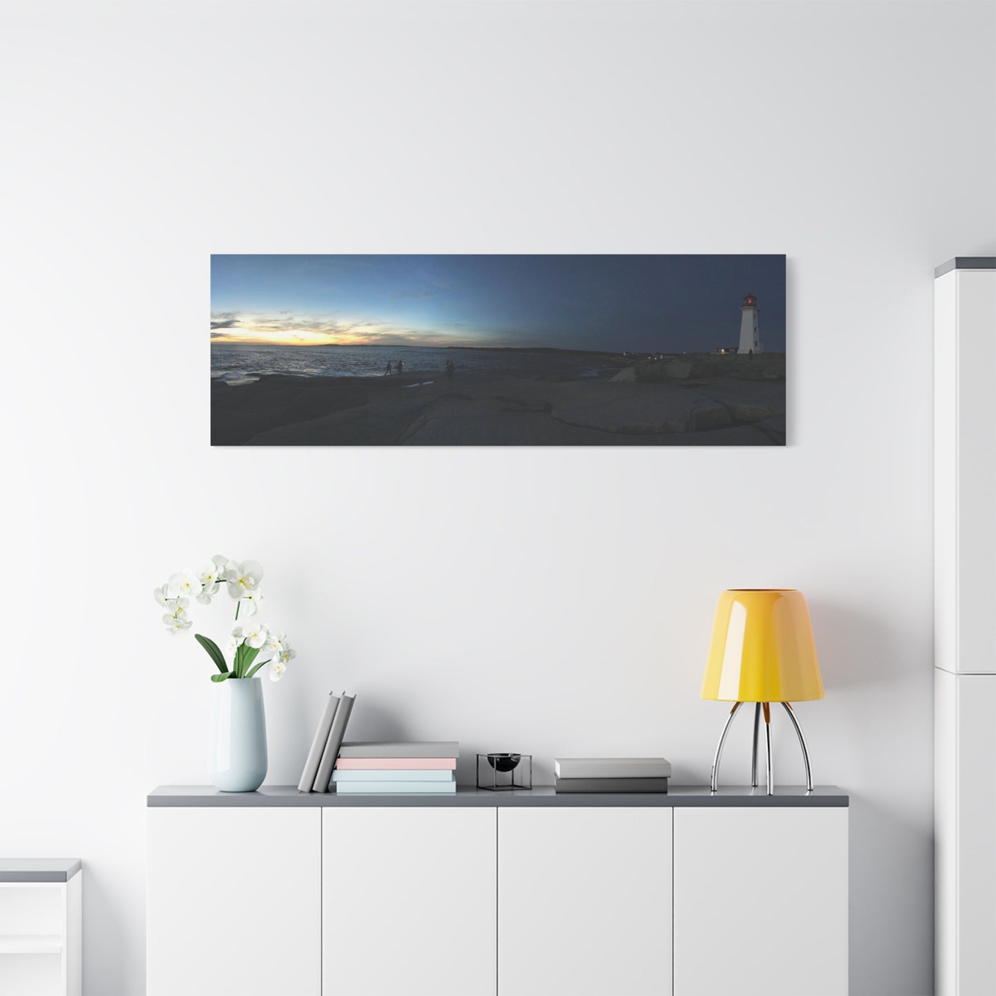 Stretched Canvas Art Print - Scenic Lighthouse Sunset Peggys Cove