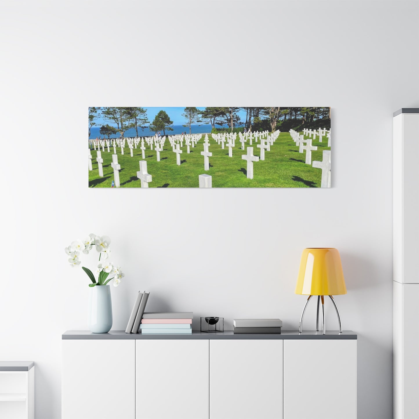 Memorial Canvas Print - Serene Cemetery Scene for Remembrance Normandy American Cemetery
