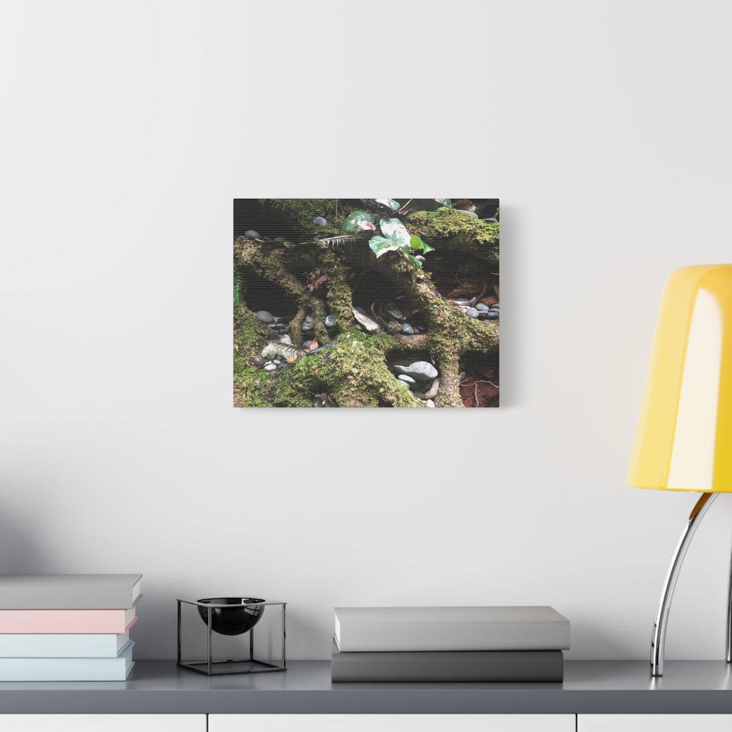 Nature-Inspired Matte Canvas Wall Art - Serene Root and Stone Design