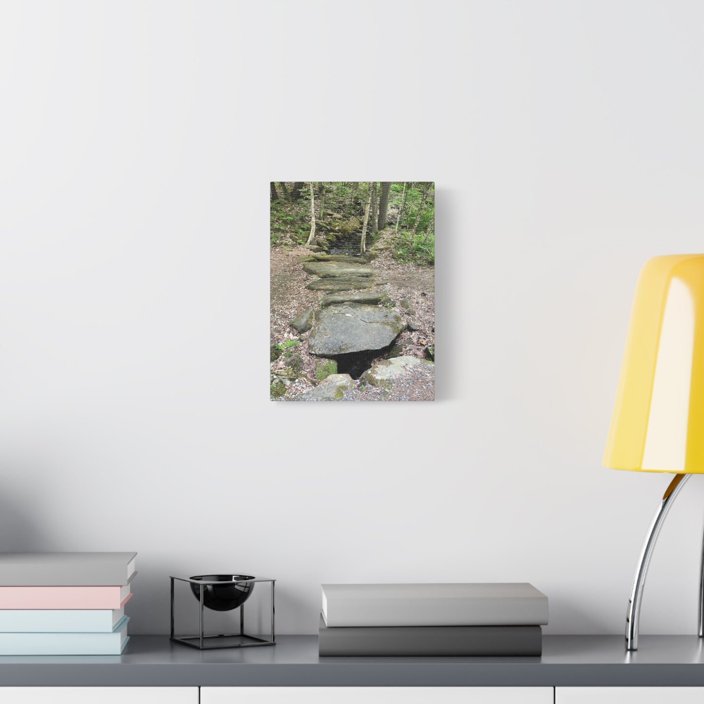 Nature-Inspired Stretched Canvas Art - Serene Stream Pathway Décor