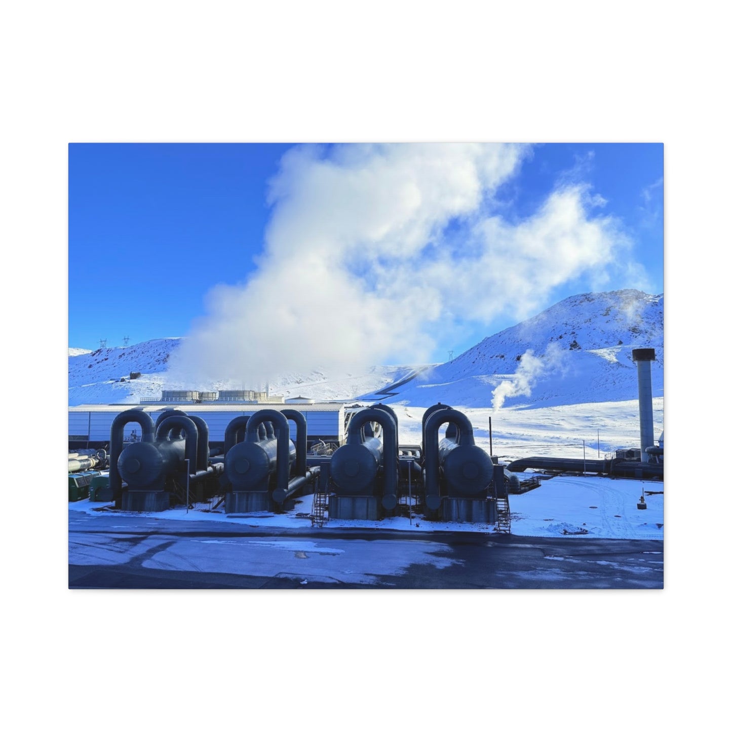 Industrial Landscape Canvas Print - 1.25" Stretched Art Iceland Hydroelectric plant