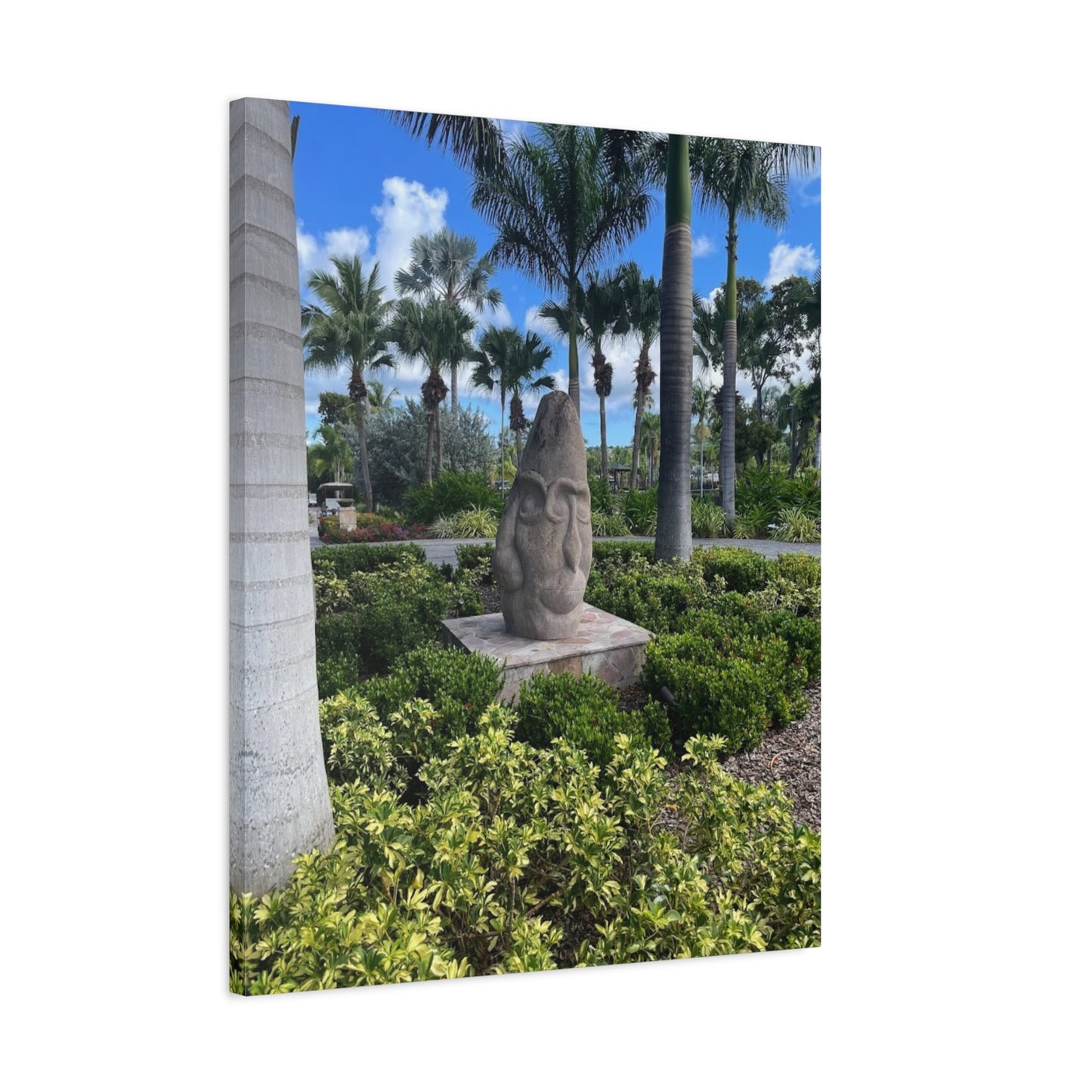 Nature-Inspired Stretched Canvas Art - Tranquil Garden Sculpture