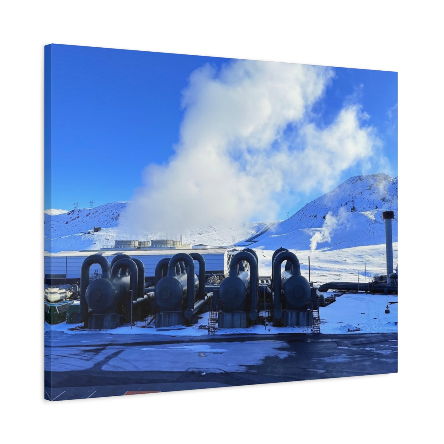 Industrial Landscape Canvas Print - 1.25" Stretched Art Iceland Hydroelectric plant
