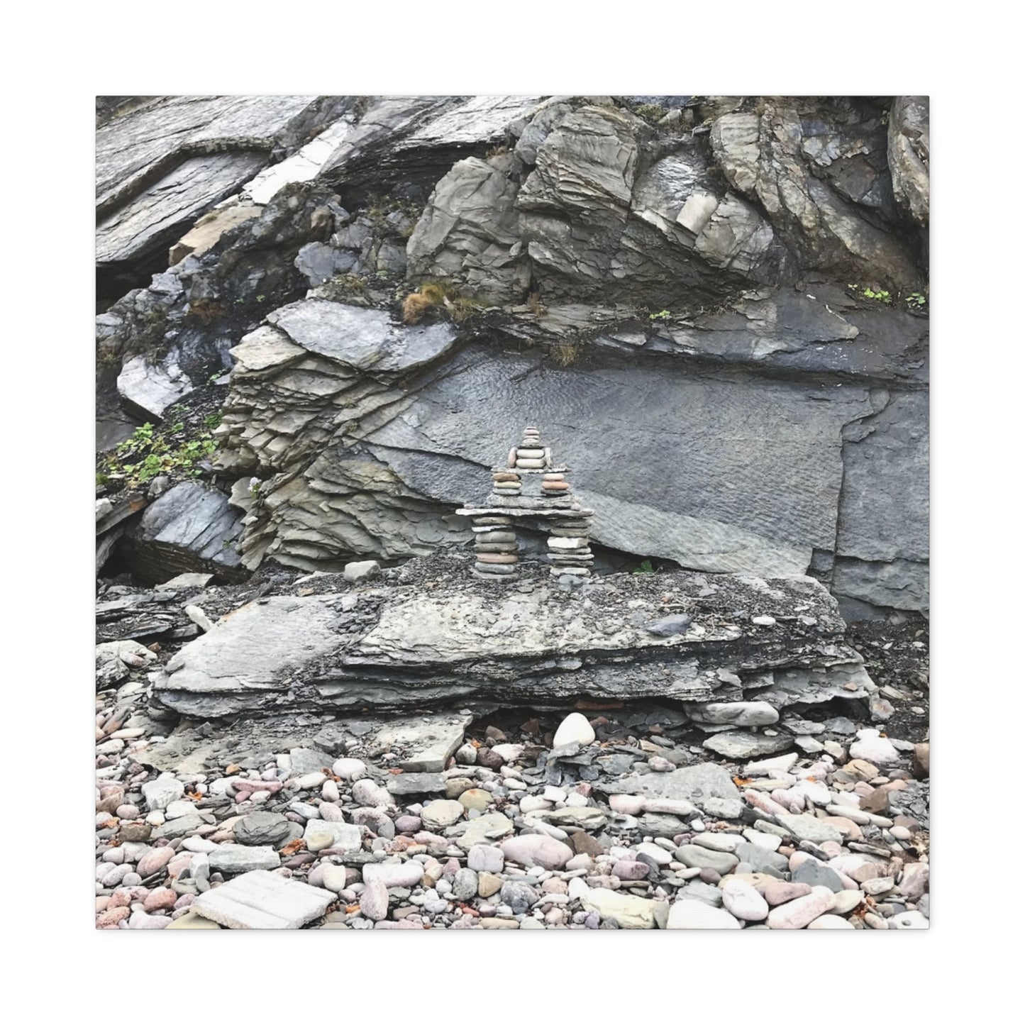 Nature-Inspired Stretched Canvas Art - Tranquil Rock Tower Design