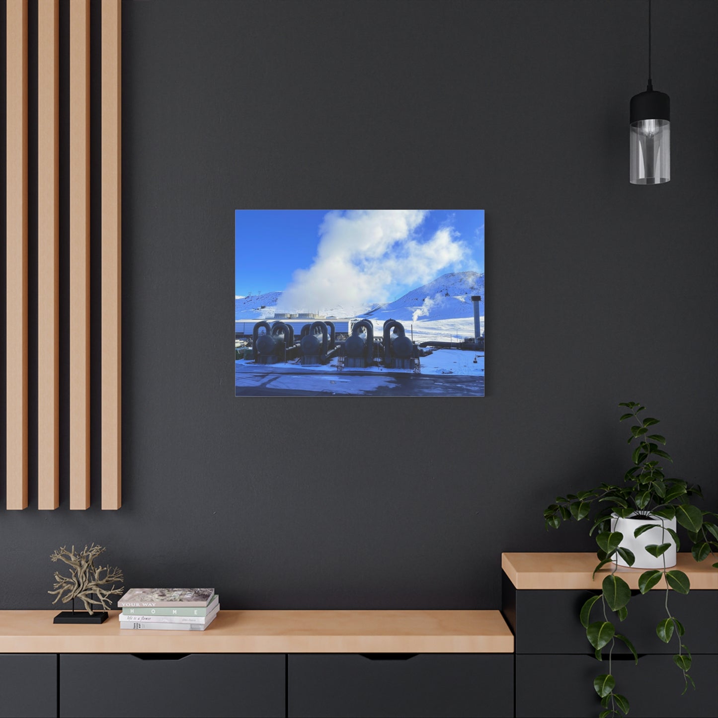 Industrial Landscape Canvas Print - 1.25" Stretched Art Iceland Hydroelectric plant