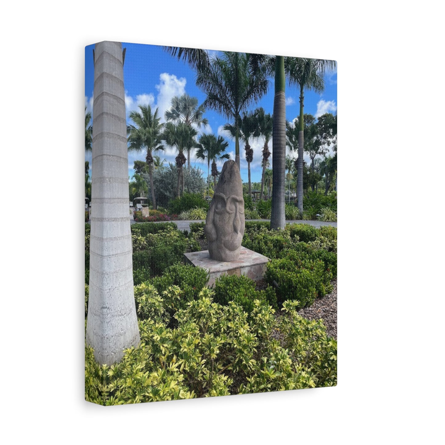 Nature-Inspired Stretched Canvas Art - Tranquil Garden Sculpture