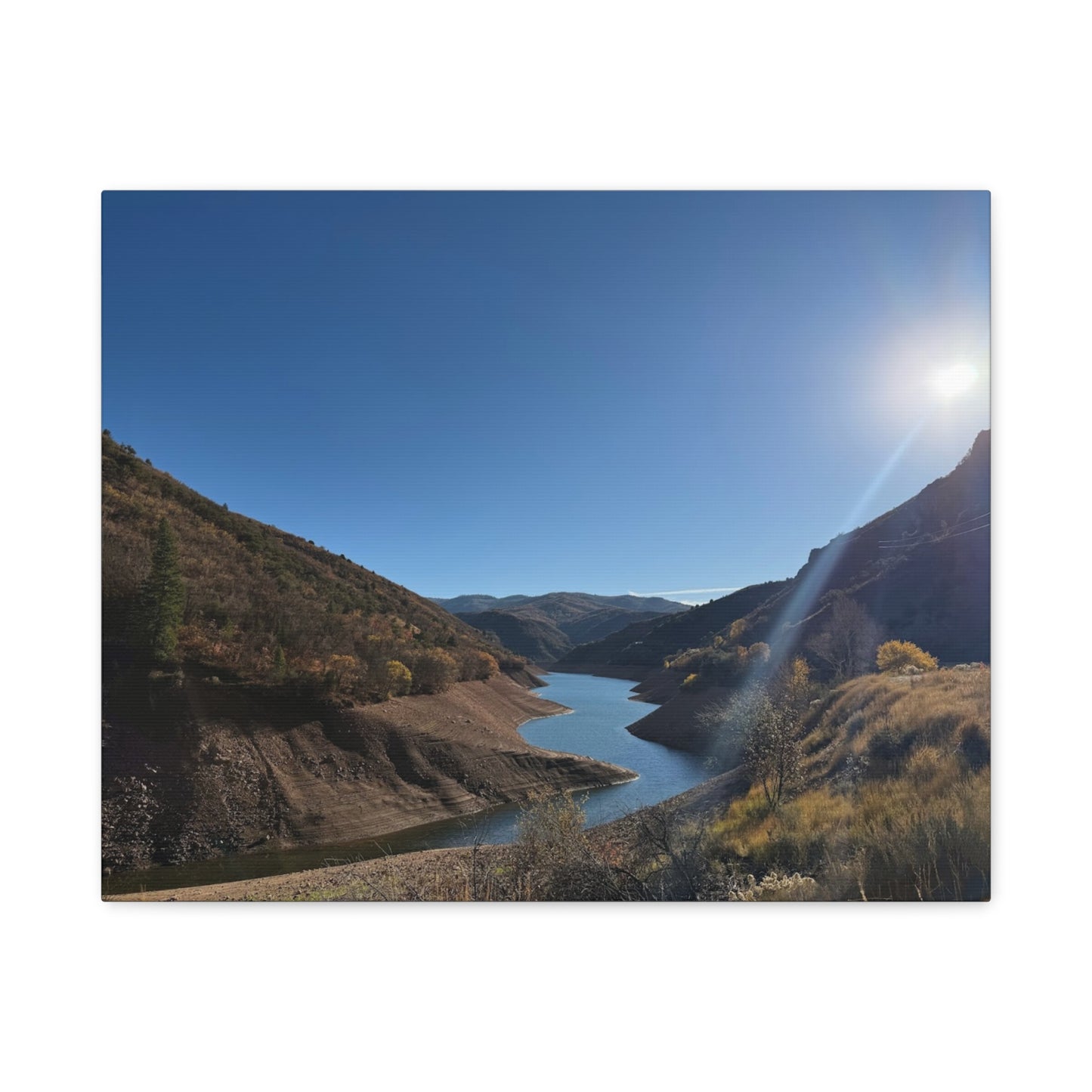 Scenic Landscape Canvas Wall Art – Tranquil Mountain River Design