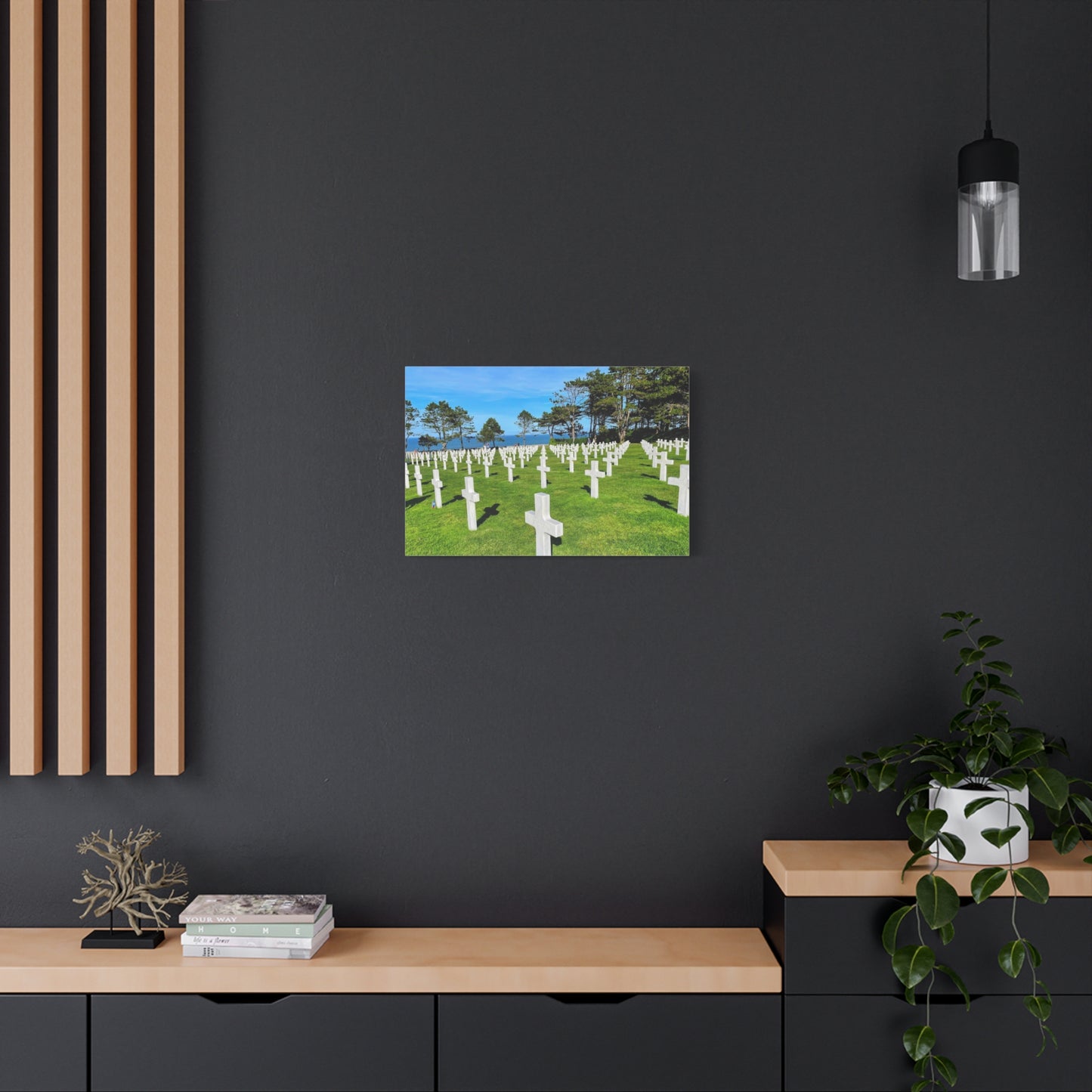Memorial Canvas Print - Serene Cemetery Scene for Remembrance Normandy American Cemetery
