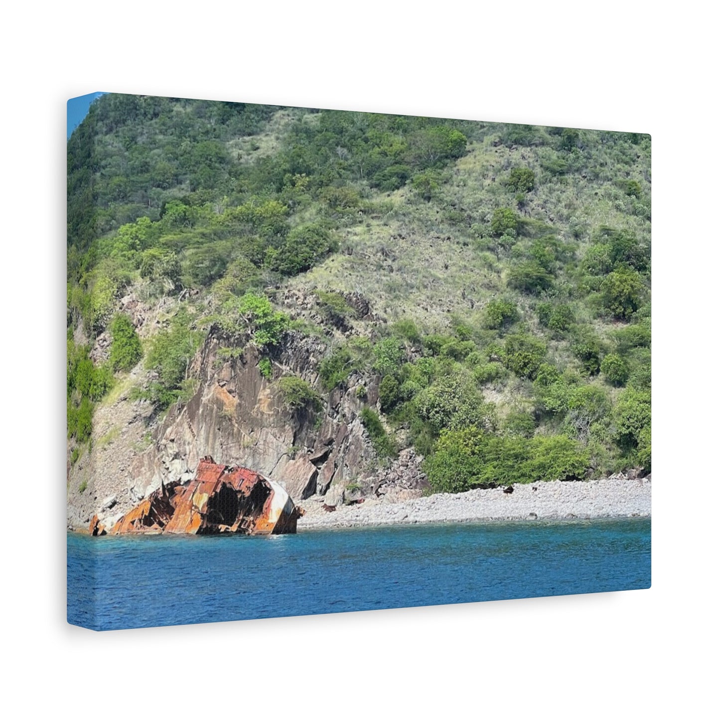Nature Landscape Canvas Wall Art - Tranquil Seaside View Nevis