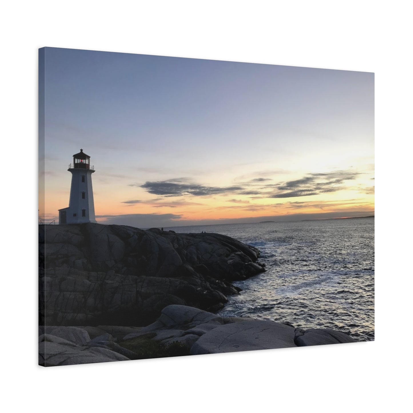 Sunset Lighthouse Canvas Print - Coastal Decor for Beach Lovers Peggys Cove