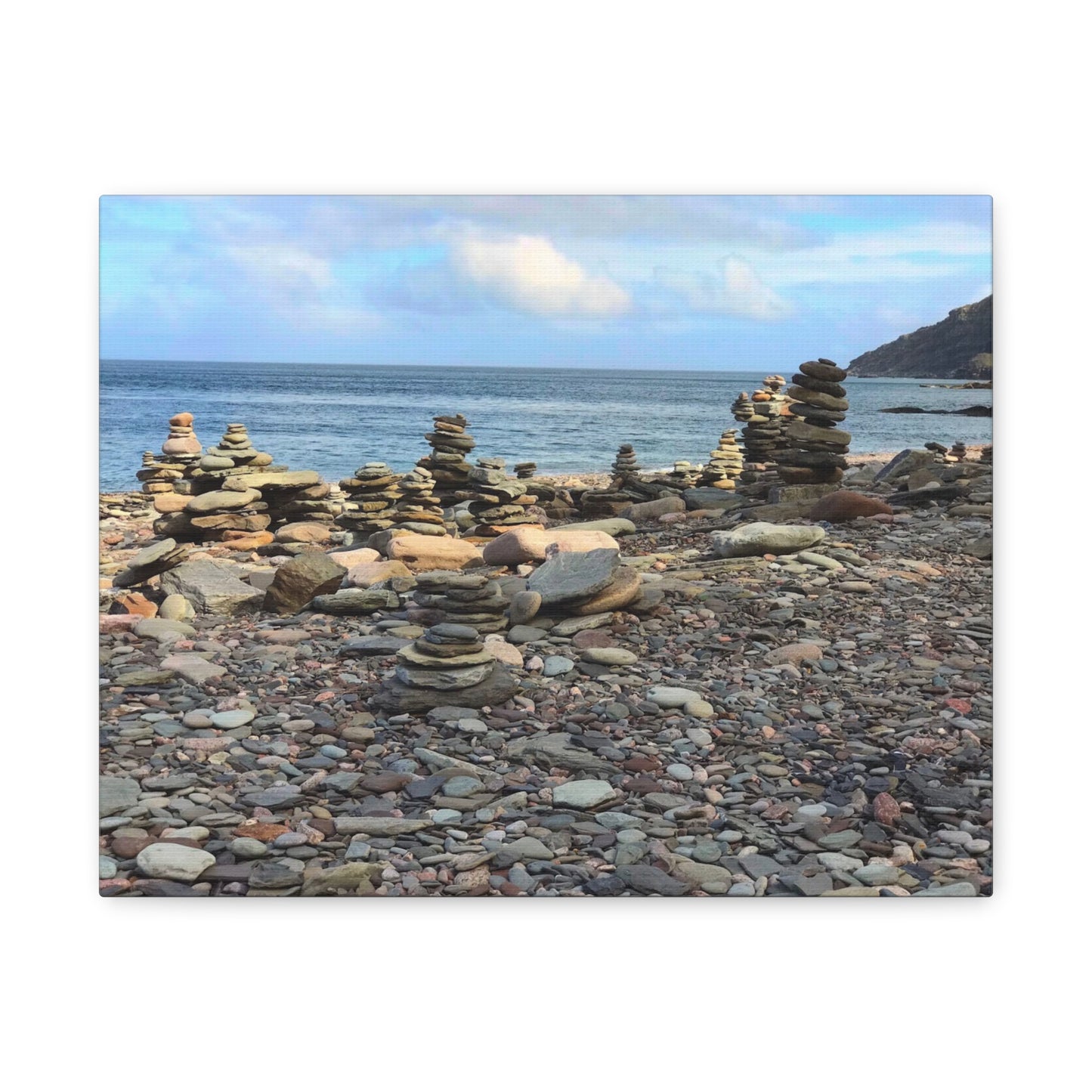 Nature-Inspired Wall Art Canvas Print - Tranquil Beach Stack Stones Decor