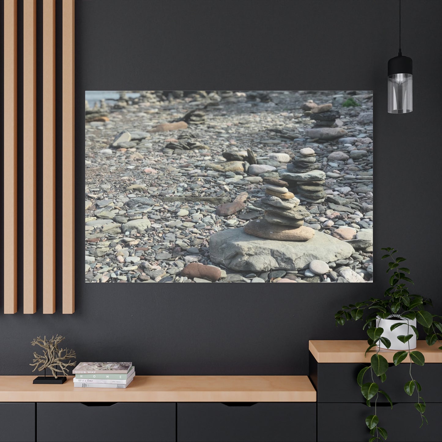 Serene Rock Balancing Canvas Art - 1.25" Matte Stretched Wall Décor