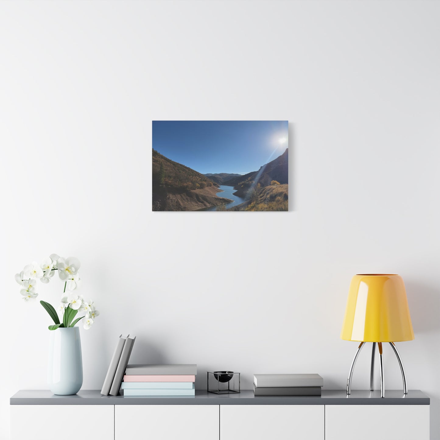 Scenic Landscape Canvas Wall Art – Tranquil Mountain River Design