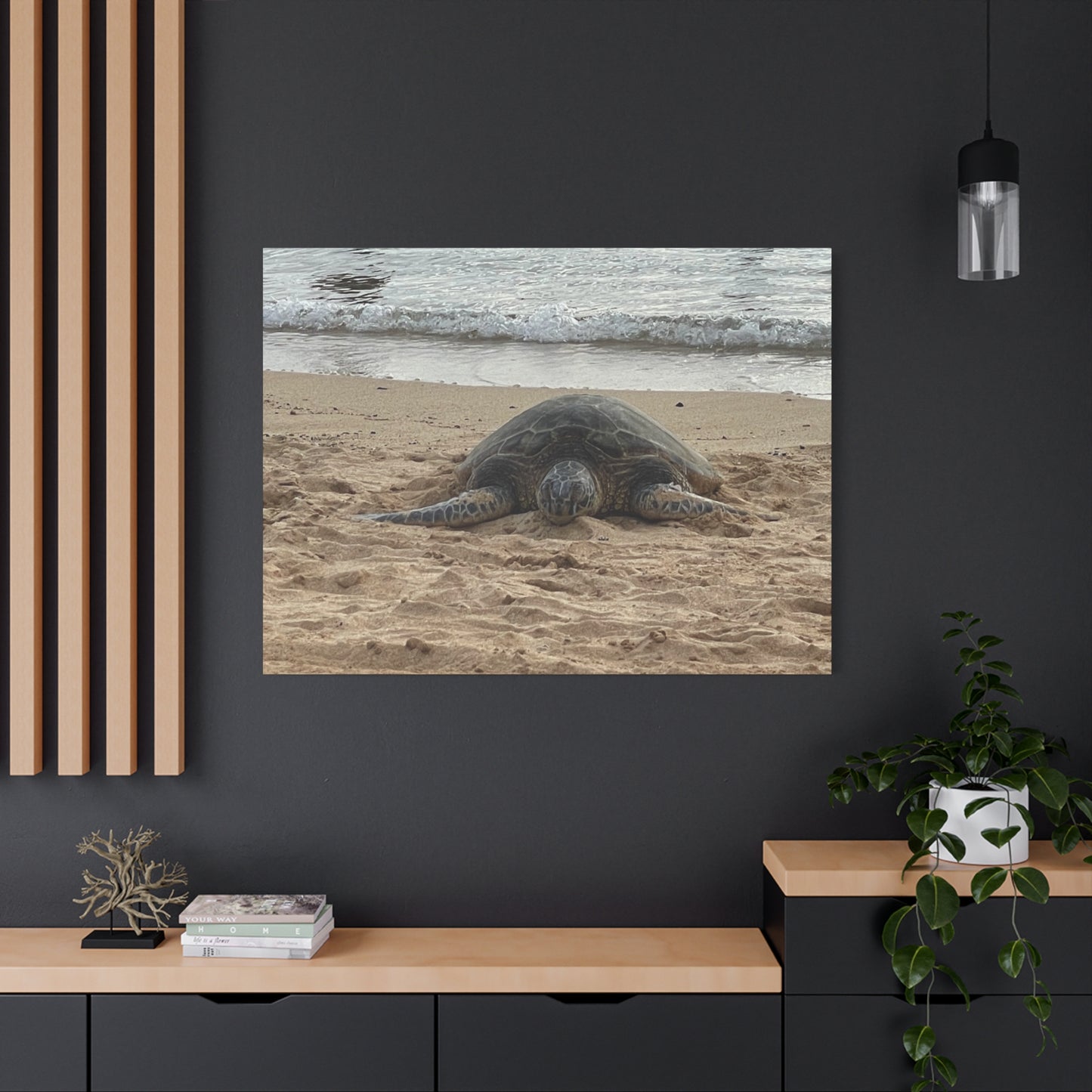 Tranquil Turtle Beach Canvas Art - Stretched Matte Print for Coastal Home Decor